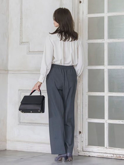 フリルネックボウタイブラウス≪洗濯機で洗える≫