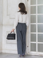 フリルネックボウタイブラウス≪洗濯機で洗える≫