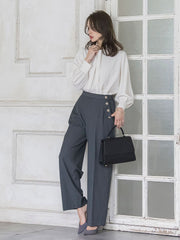 フリルネックボウタイブラウス≪洗濯機で洗える≫