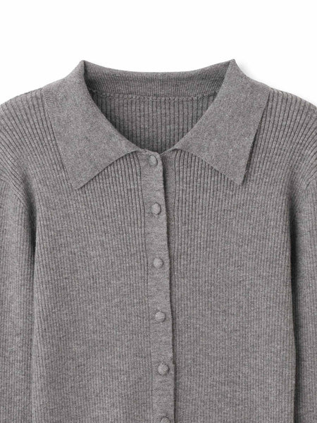 くるみボタンポロニットカーディガン≪手洗い可能≫