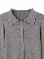 くるみボタンポロニットカーディガン≪手洗い可能≫