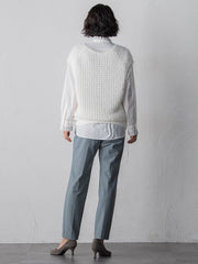 【大きいサイズ】透かしフェザーニットジレ