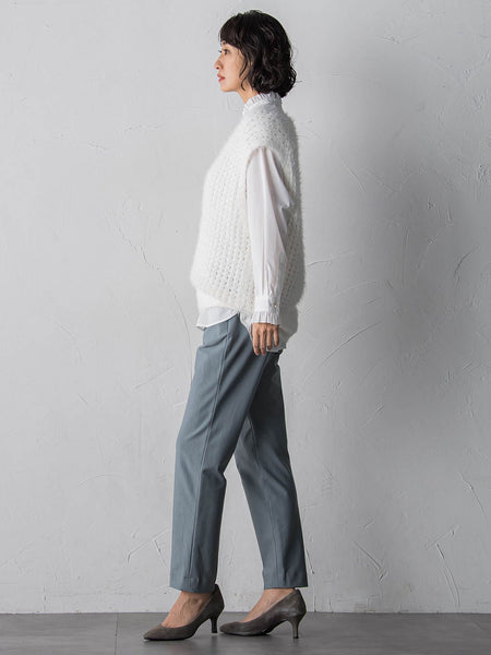 【大きいサイズ】透かしフェザーニットジレ