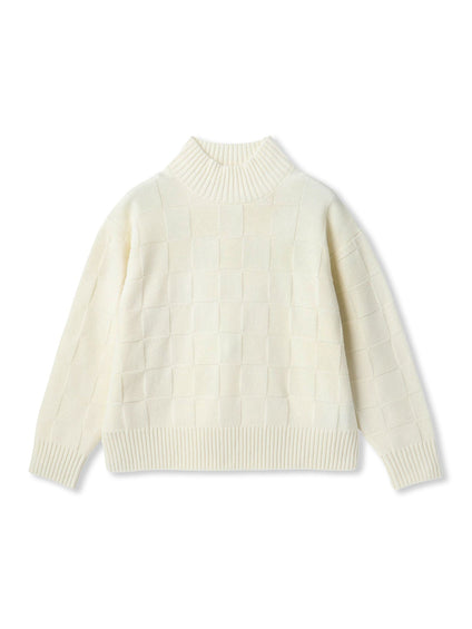 格子柄ハイネックニット≪洗える≫