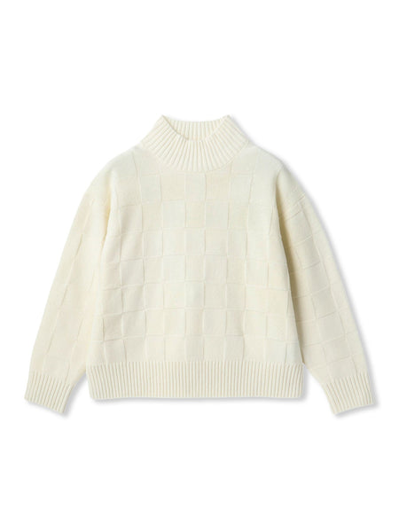 格子柄ハイネックニット≪洗える≫