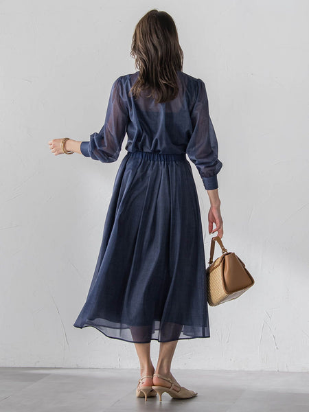 オーガンジーデニムスカート