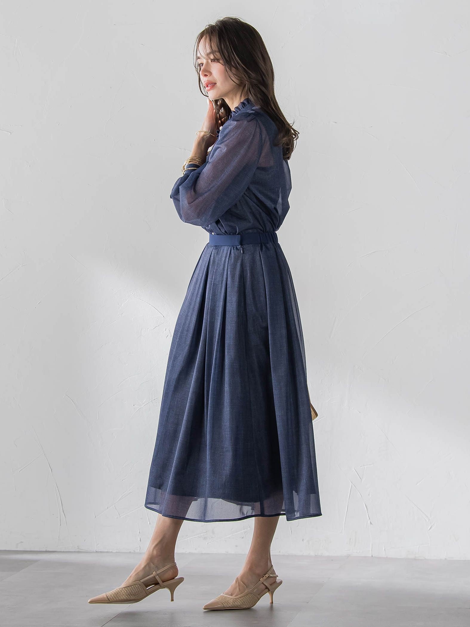 オーガンジーデニムスカート