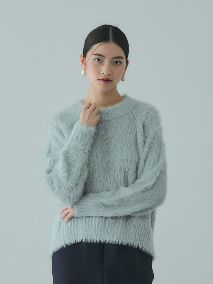 カーブヘムシャギーニットプルオーバー≪手洗い可能≫