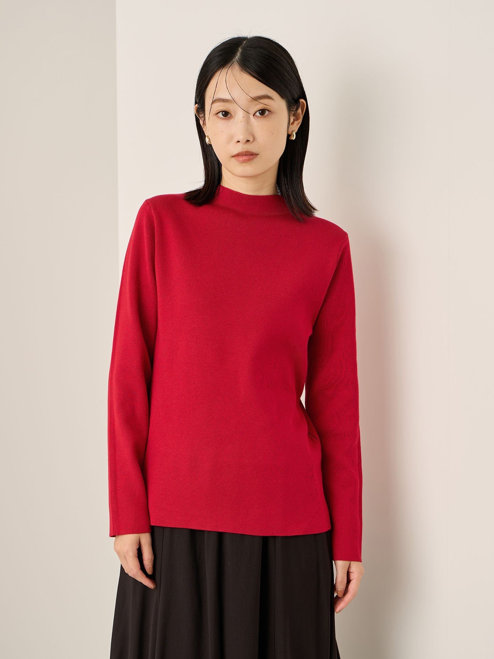 ハイネック総針ニットプルオーバー≪手洗い可能≫