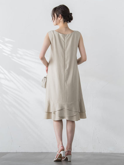リネンライクペタルワンピース≪手洗い可能≫