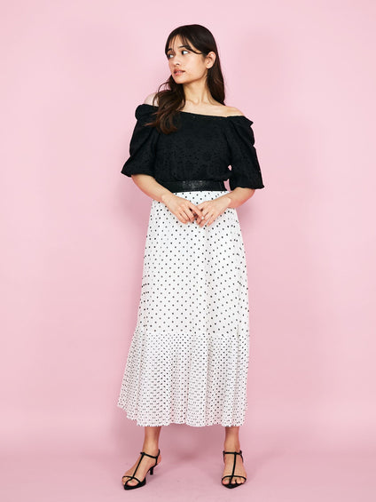 【SHIORI IRIE コラボ】2WAYオフショルレースブラウス≪手洗い可能≫