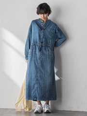 デニムバンドカラーシャツワンピース