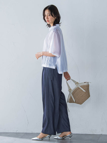 カーヴィシルエットパンツ≪洗濯機で洗える≫