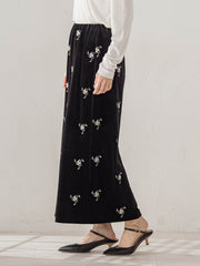 【カタログ掲載】フラワーエンブロイダリーベロアスカート
