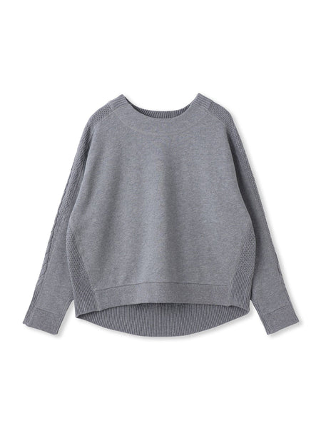 【WEB限定】裏毛×ニット前後ドッキングプルオーバー≪手洗い可能≫
