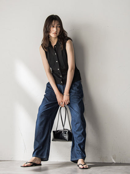 【WEB限定】シアーノースリーブニットプルオーバー≪手洗い可能≫