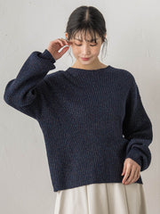 【WEB限定カラーあり】ラメボトルネックプルオーバー≪手洗い可能≫