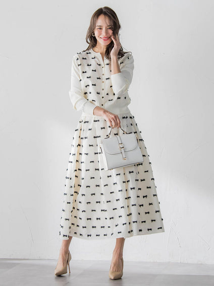 リボンジャガードカーディガン