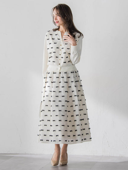 リボンジャガードカーディガン