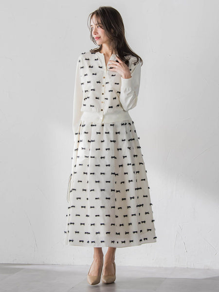 リボンジャガードカーディガン