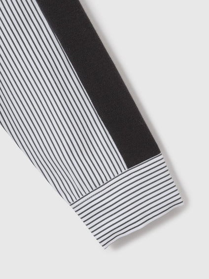 異素材切替クルーネックニットカーディガン