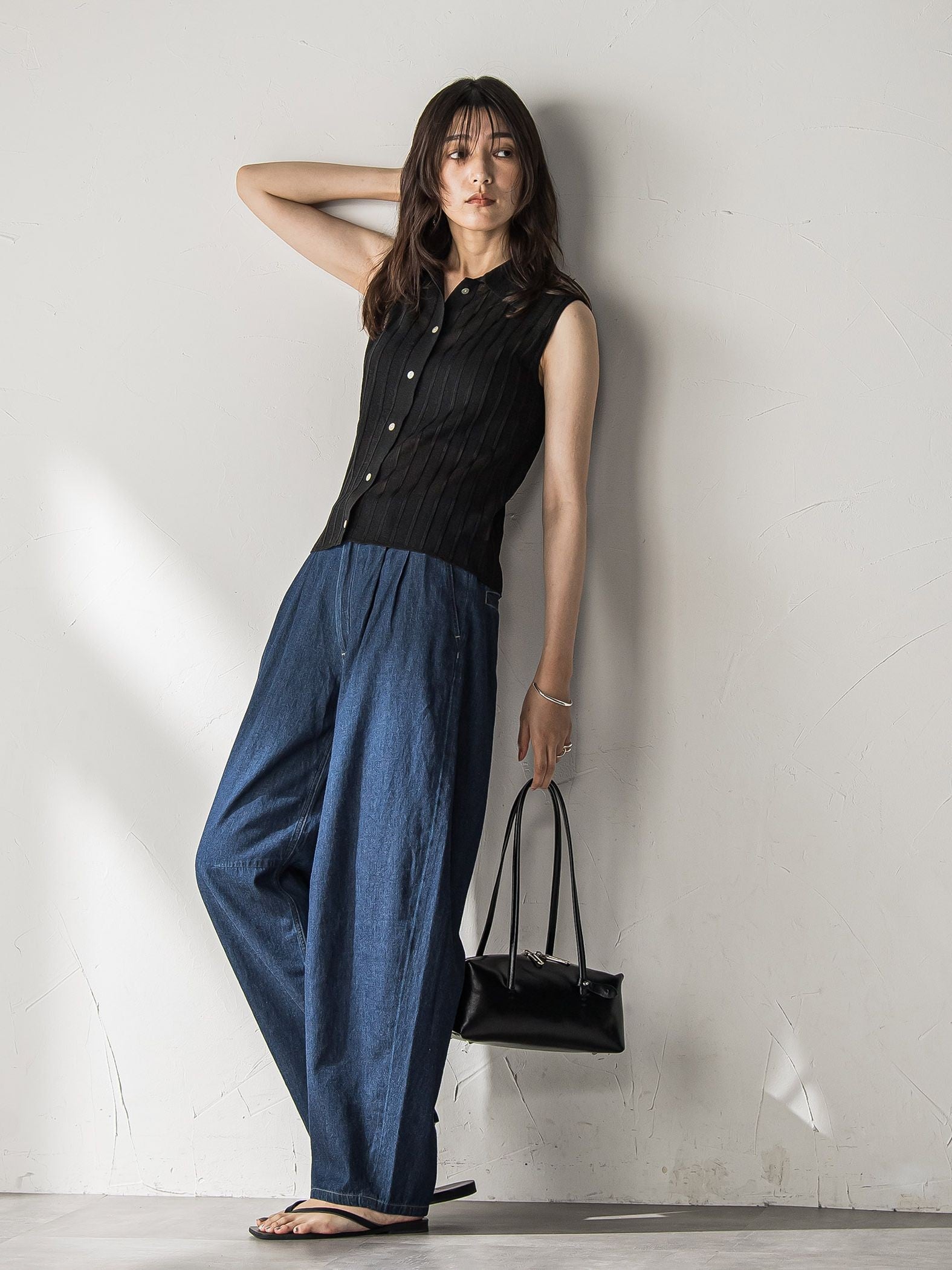 【WEB限定】シアーノースリーブニットプルオーバー≪手洗い可能≫