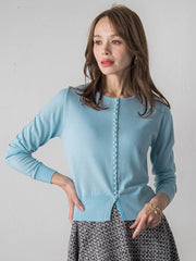 前後2wayパールボタンカーディガン