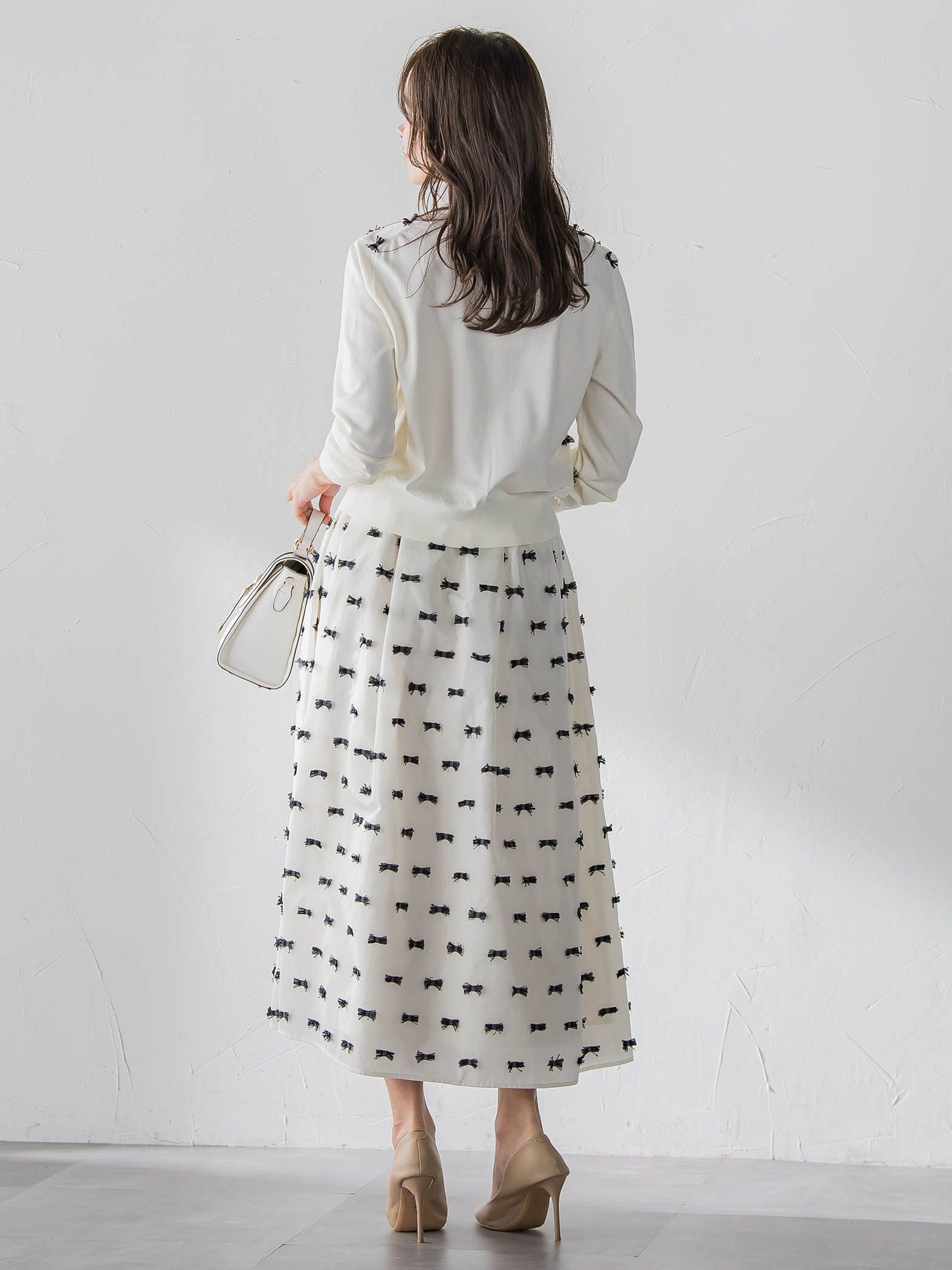 リボンジャガードカーディガン