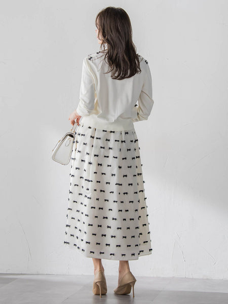 リボンジャガードカーディガン