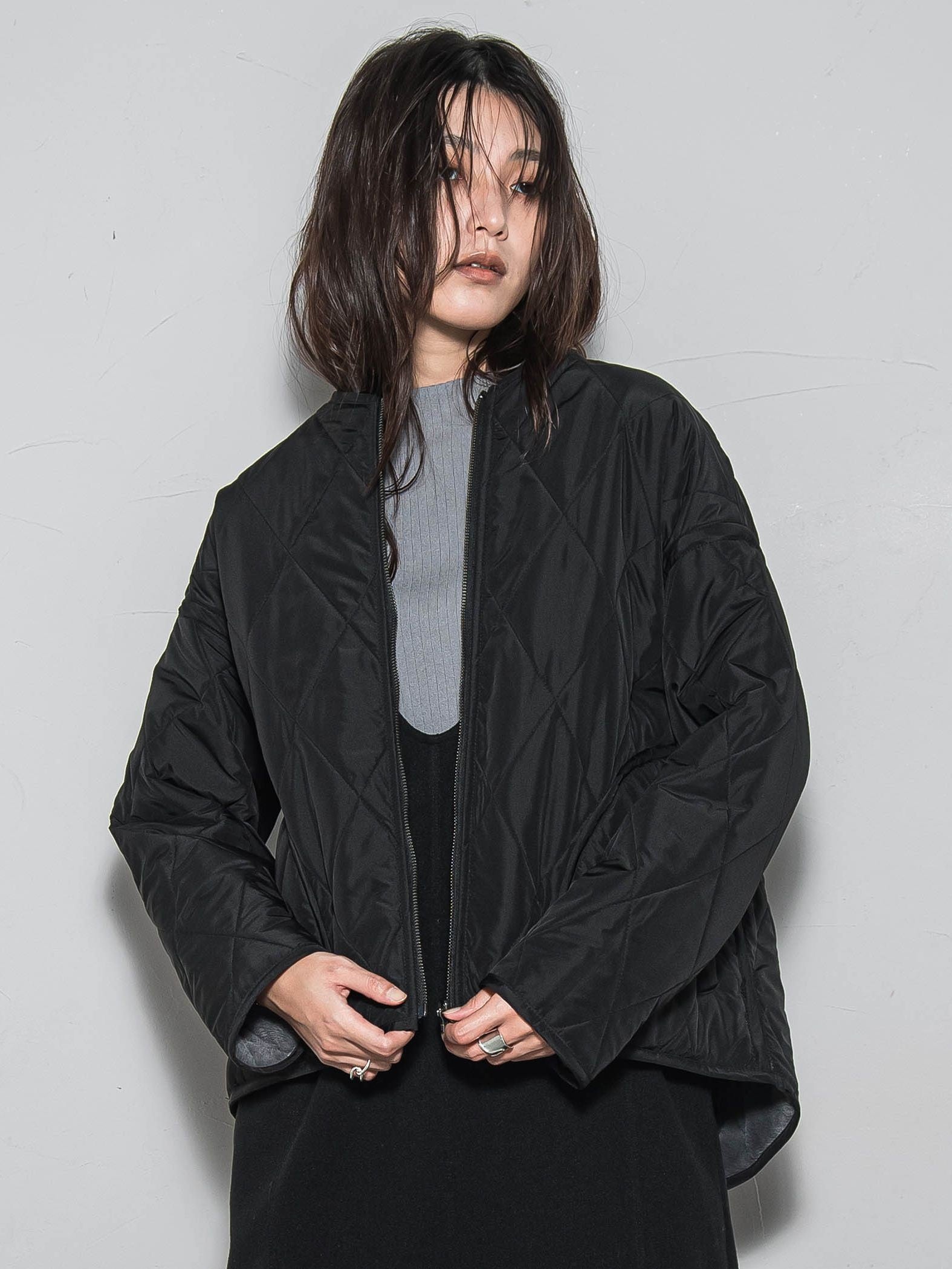 キルティング×フェイクファーリバーシブルブルゾン