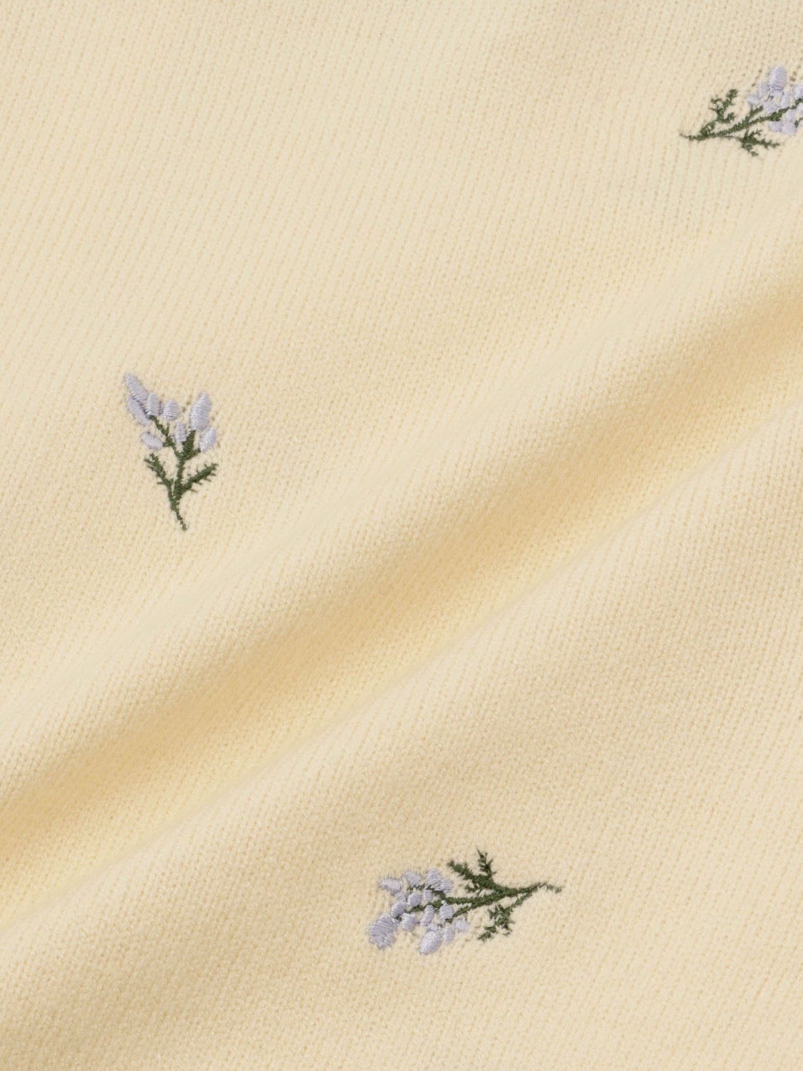 フラワー刺繍ポロニットトップス