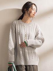 【WEB限定】ケーブル柄編みニット≪洗える≫