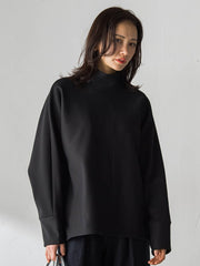 【WEB限定】裏毛布スタンドネックプルオーバー≪毛玉防止・ストレッチ≫