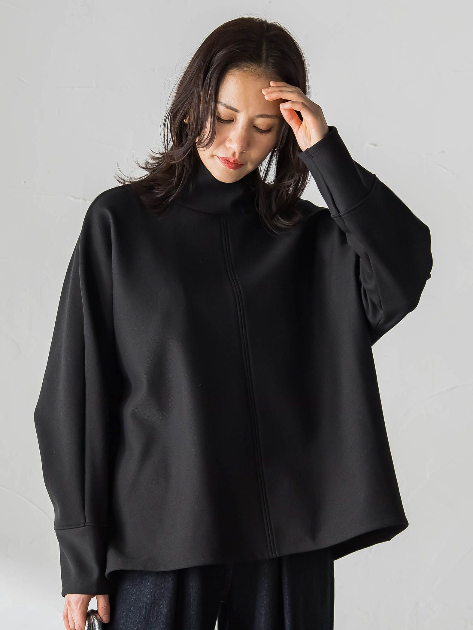 【WEB限定】裏毛布スタンドネックプルオーバー≪毛玉防止・ストレッチ≫