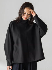 【WEB限定】裏毛布スタンドネックプルオーバー≪毛玉防止・ストレッチ≫