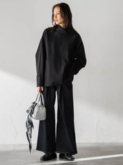 【WEB限定】裏毛布スタンドネックプルオーバー≪毛玉防止・ストレッチ≫