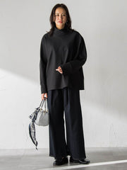 【WEB限定】裏毛布スタンドネックプルオーバー≪毛玉防止・ストレッチ≫