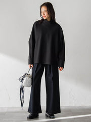 【WEB限定】裏毛布スタンドネックプルオーバー≪毛玉防止・ストレッチ≫