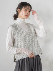 ミックスツィードベスト≪洗濯機で洗える≫