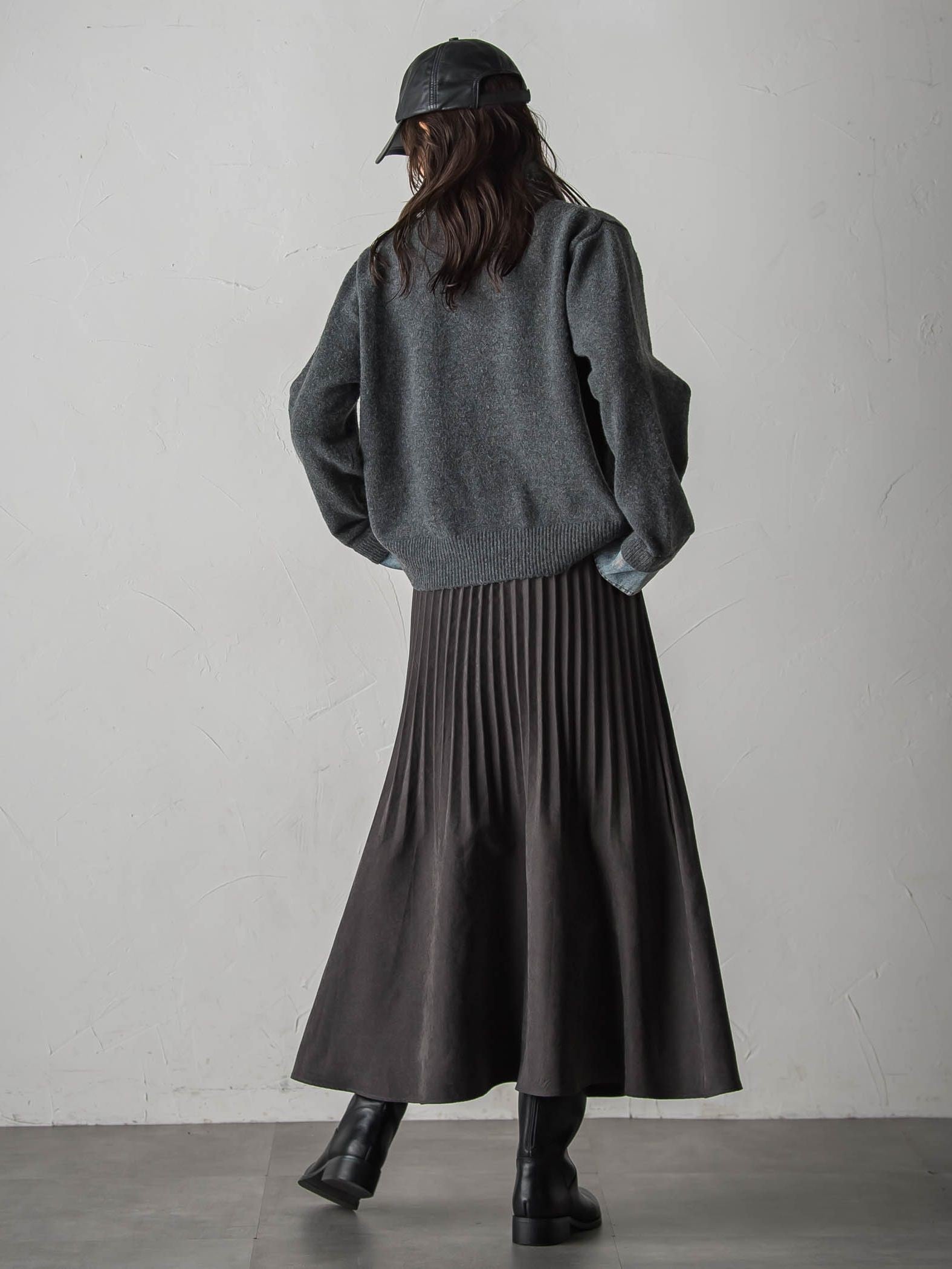 デニムレイヤード風ニットカーディガン