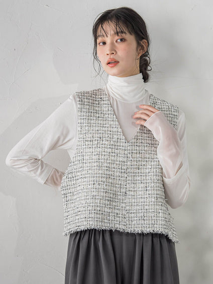 ミックスツィードベスト≪洗濯機で洗える≫