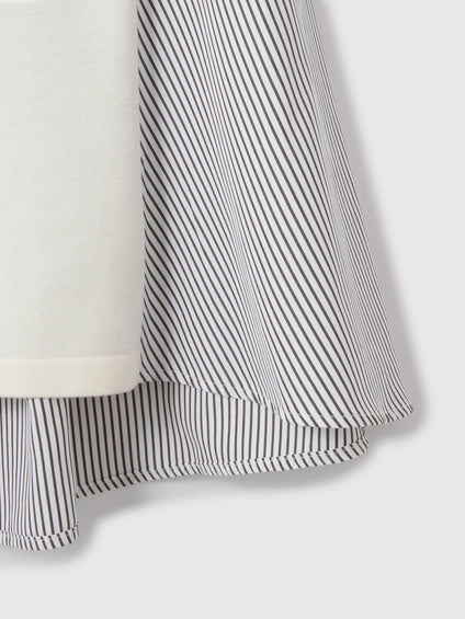 異素材切替クルーネックニットカーディガン