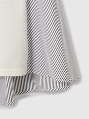 異素材切替クルーネックニットカーディガン