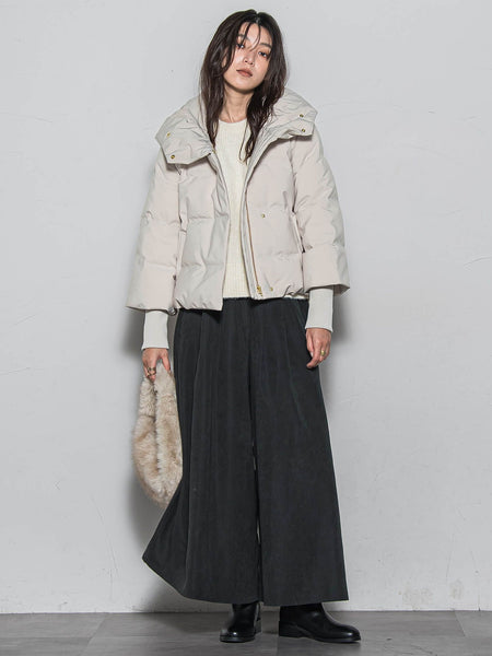 袖口リブシームレスダウンジャケット