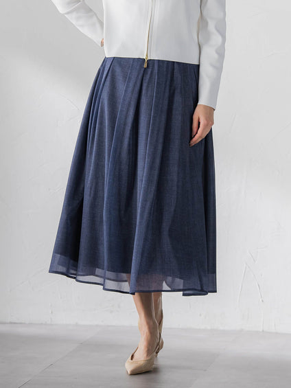 オーガンジーデニムスカート