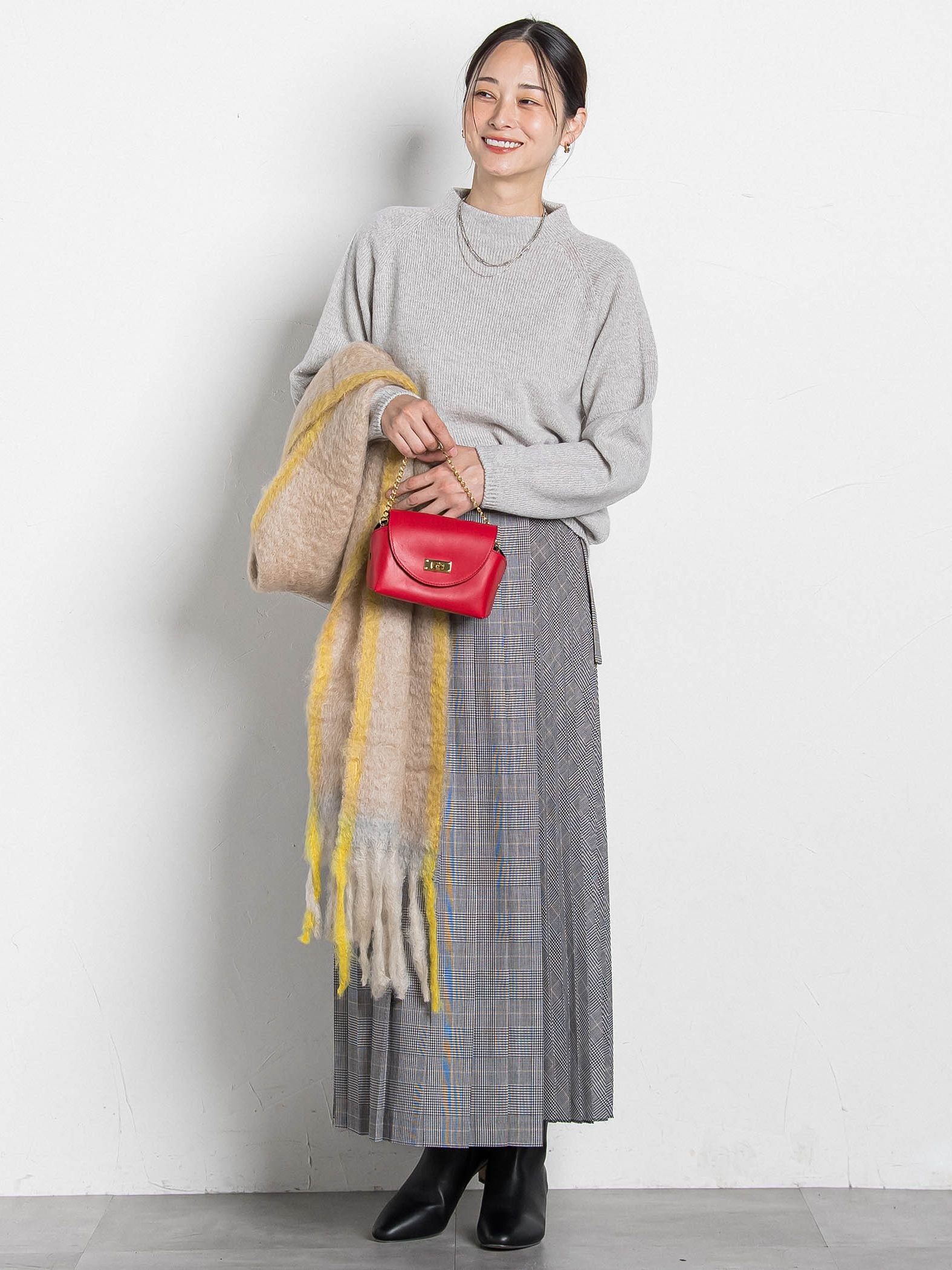 アシンメトリーコンビプリーツスカート