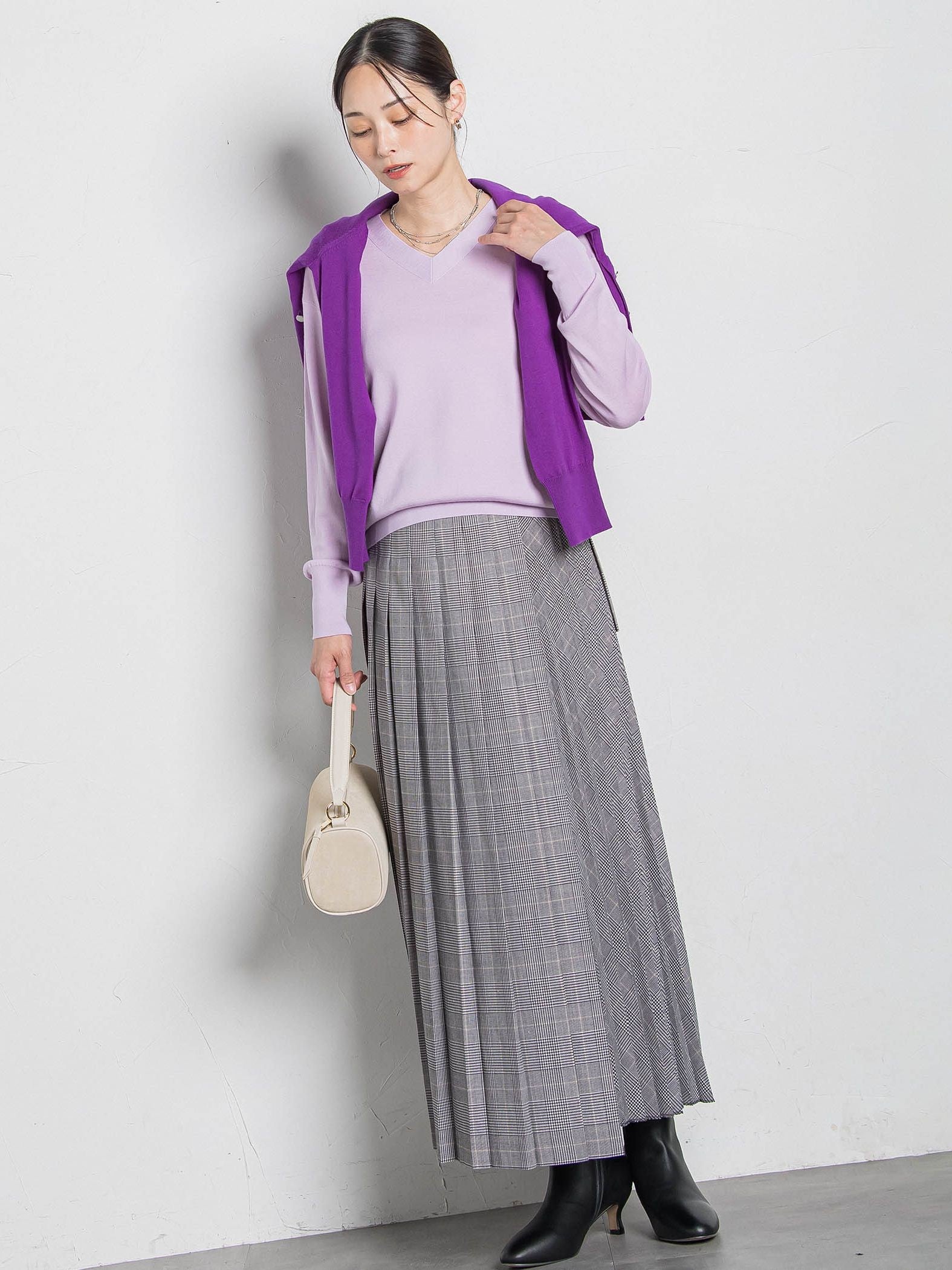 アシンメトリーコンビプリーツスカート