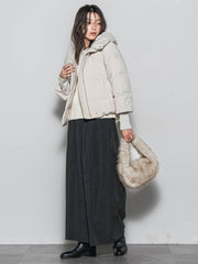 袖口リブシームレスダウンジャケット