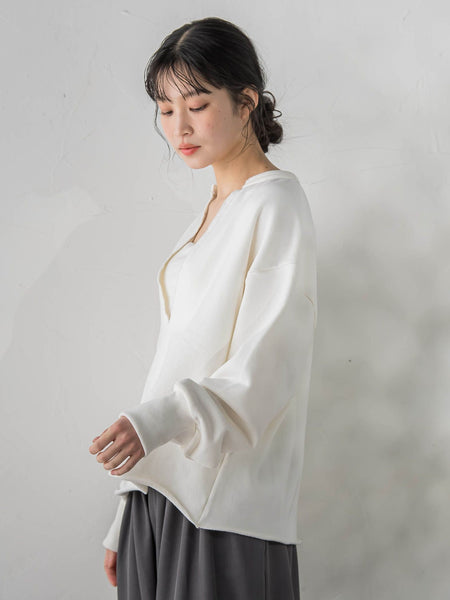 裏毛Vネックカットソー≪手洗い可能≫