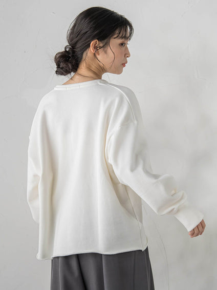 裏毛Vネックカットソー≪手洗い可能≫